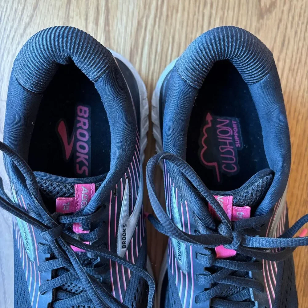 Brooks Addiction 14 Running Shoes Sneakers Women's 8 Black Pink Athletic Comfort